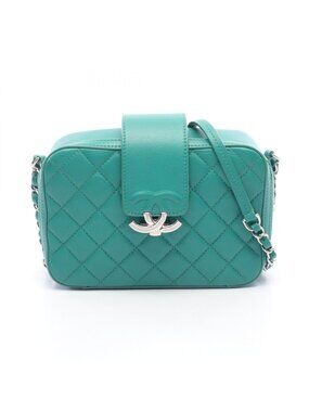 Chanel Shoulder Bag Quilted Half Coco Green Caviar Leather Chain